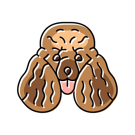 poodle dog puppy pet color icon vector illustrationのイラスト素材