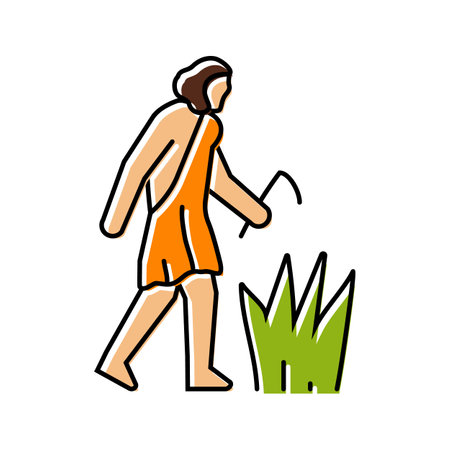 agricultural revolution human evolution color icon vector illustrationのイラスト素材