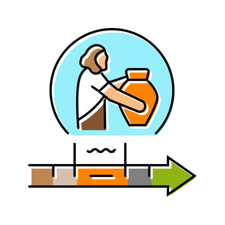 bronze age human evolution color icon vector illustrationのイラスト素材
