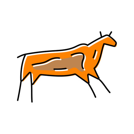 cave paintings human evolution color icon vector illustrationのイラスト素材