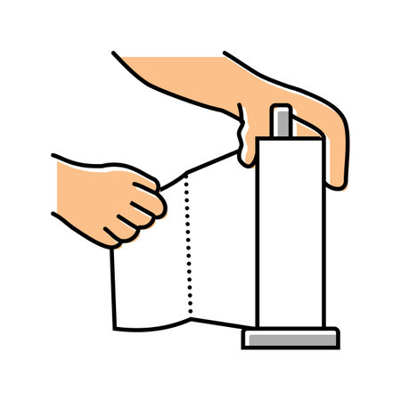 hand tearing paper towel color icon vector illustrationのイラスト素材
