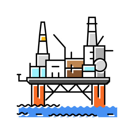 oil rig platform petroleum engineer color icon vector illustrationのイラスト素材