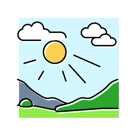 sunny day sun summer sunlight color icon vector illustrationのイラスト素材