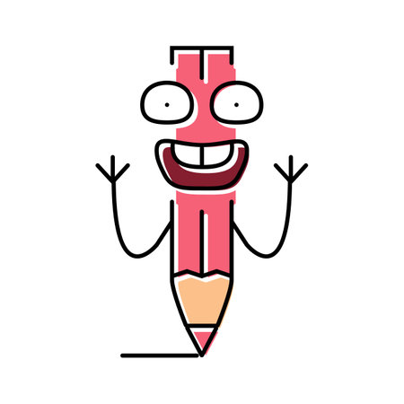 mascot pen character color icon vector illustrationのイラスト素材