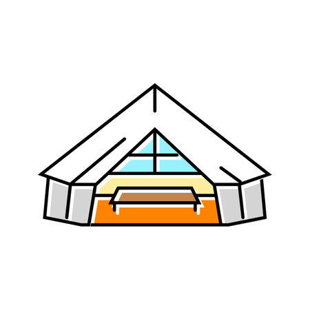glamping tent camp color icon vector illustrationのイラスト素材