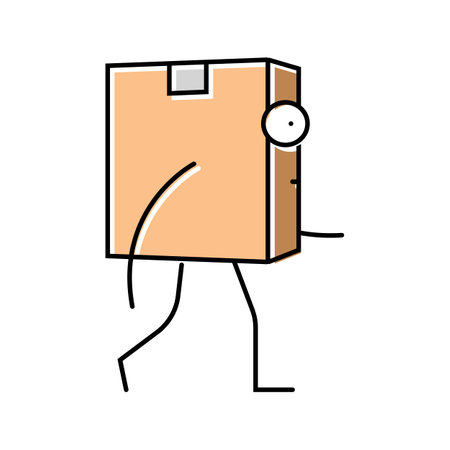 go cardboard box character color icon vector illustrationのイラスト素材
