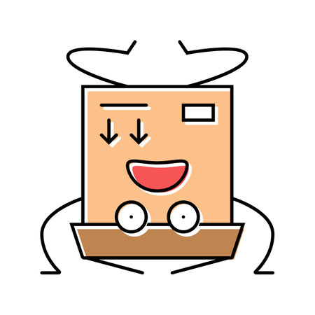 do not turn cardboard box character color icon vector illustrationのイラスト素材