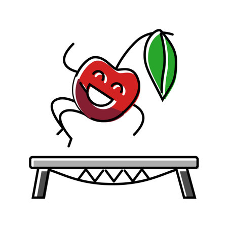 cherry fruit fitness character color icon vector illustrationのイラスト素材