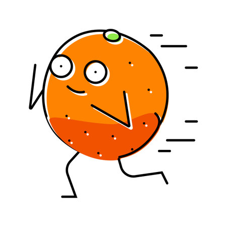 orange fruit fitness character color icon vector illustrationのイラスト素材
