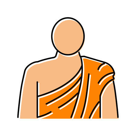 buddhist monk buddhism color icon vector illustrationのイラスト素材