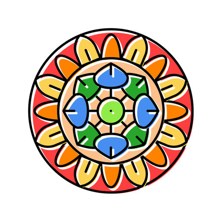 mandala buddhism color icon vector illustrationのイラスト素材