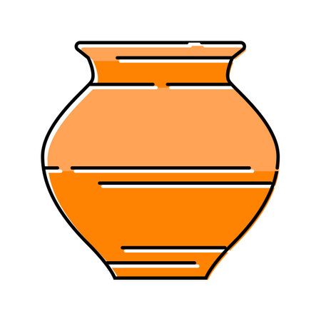 kalash water pot hinduism color icon vector illustrationのイラスト素材