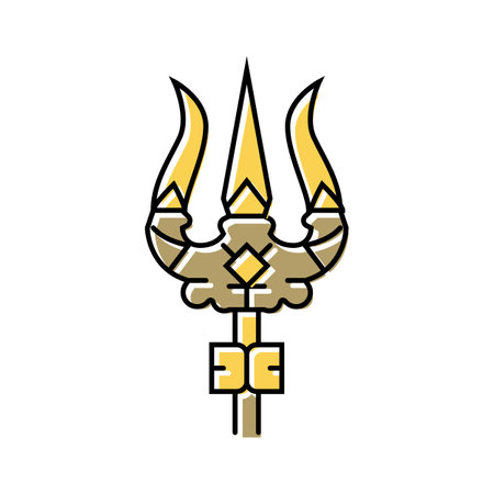 shiva trident trishul color icon vector illustration