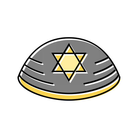 kippah yarmulke jewish color icon vector illustrationのイラスト素材
