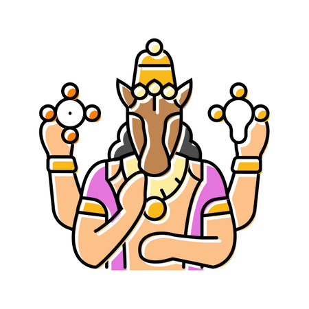 hayagreeva god indian color icon vector illustrationのイラスト素材
