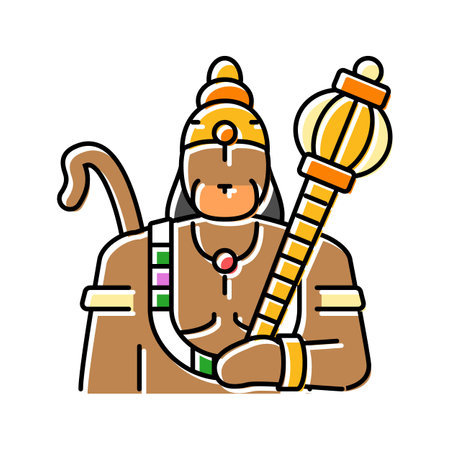 hanuman god indian color icon vector illustrationのイラスト素材