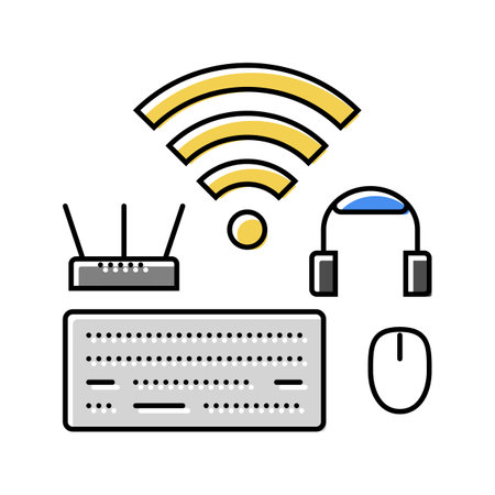 wireless setup repair computer color icon vector illustrationのイラスト素材