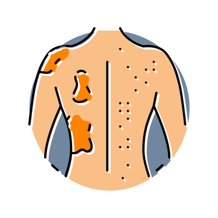 rash skin lesions disease symptom color icon vector illustrationのイラスト素材