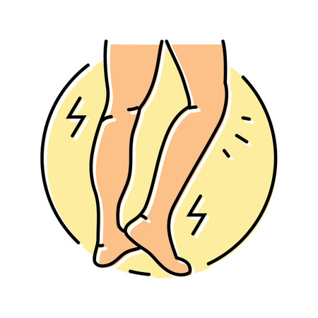 difficulty walking balancing disease symptom color icon vector illustrationのイラスト素材