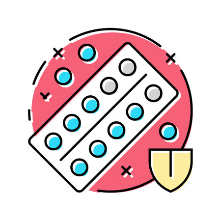 medication safety pharmacist color icon vector illustrationのイラスト素材