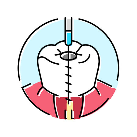 root canal treatment color icon vector illustrationのイラスト素材