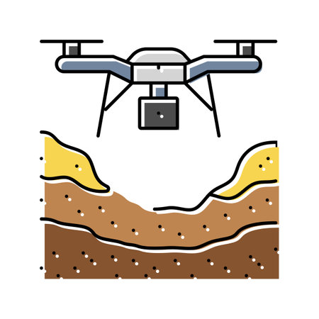 surveying drone color icon vector illustrationのイラスト素材
