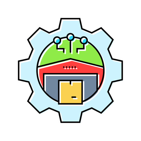 warehouse organization logistic manager color icon vector illustrationのイラスト素材