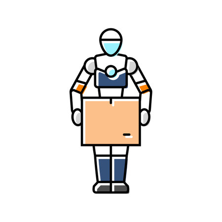 robot courier autonomous delivery color icon vector illustrationのイラスト素材