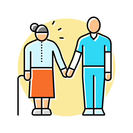 geriatric care occupational therapist color icon vector illustrationのイラスト素材