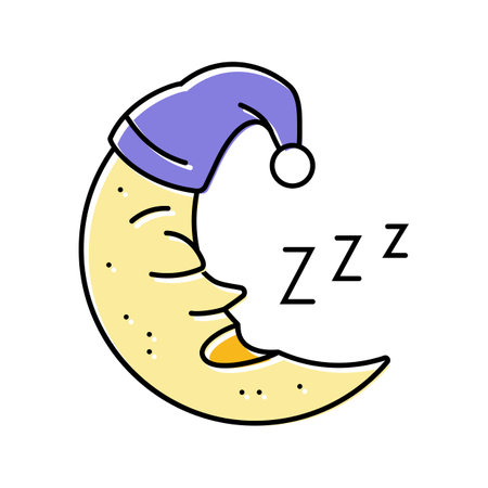 sleeping moon sleep night color icon vector illustrationのイラスト素材