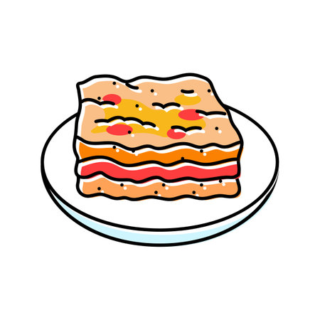 lasagna dish italian cuisine color icon vector illustrationのイラスト素材
