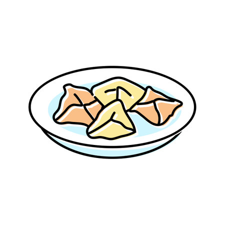 manti dumplings turkish cuisine color icon vector illustrationのイラスト素材