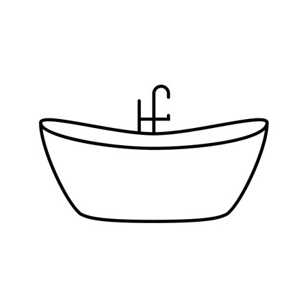 bath bathroom interior line icon vector illustrationのイラスト素材