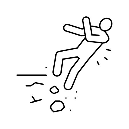 fall cliff man accident line icon vector illustrationのイラスト素材