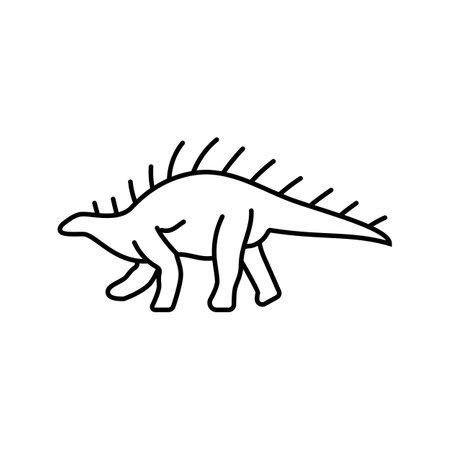kentrosaurus dinosaur animal line icon vector illustrationのイラスト素材