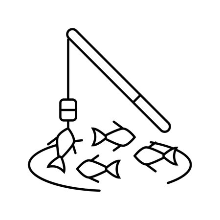 fishing game board table line icon vector illustrationのイラスト素材