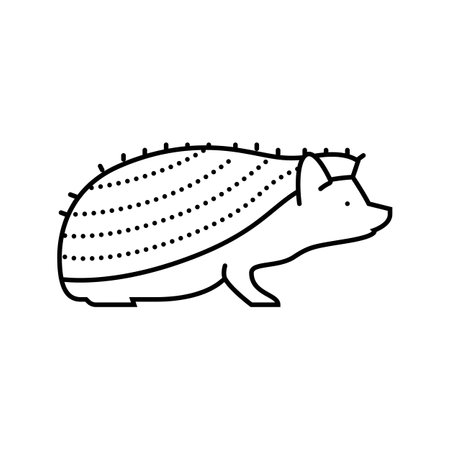 hedgehog autumn autumn season line icon vector illustrationのイラスト素材