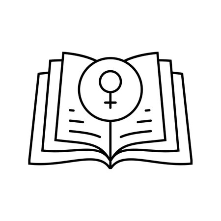 feminist literature feminism woman line icon vector illustrationのイラスト素材