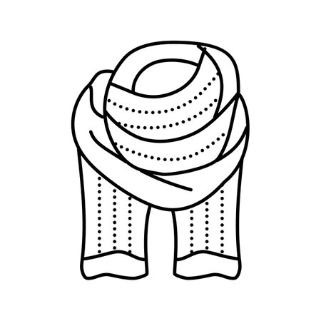 scarf knitting wool line icon vector illustrationのイラスト素材