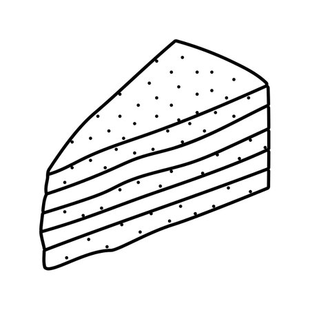tiramisu slice sweet food line icon vector illustrationのイラスト素材