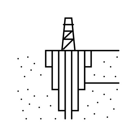 cementing operation petroleum engineer line icon vector illustrationのイラスト素材