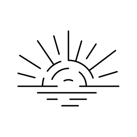 sunlight sunrise sun summer line icon vector illustrationのイラスト素材