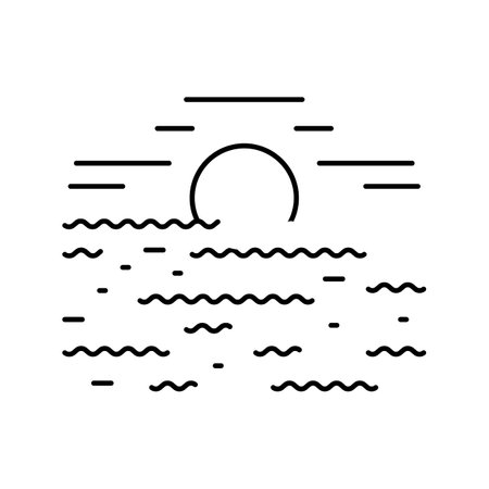 sea sunset sun summer sunlight line icon vector illustrationのイラスト素材