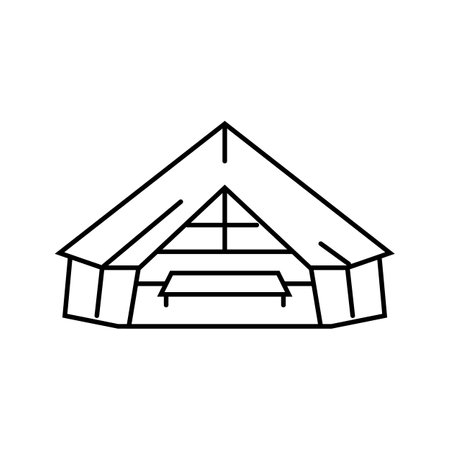 glamping tent camp line icon vector illustrationのイラスト素材