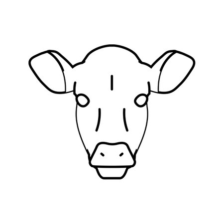 cow head farm line icon vector illustrationのイラスト素材