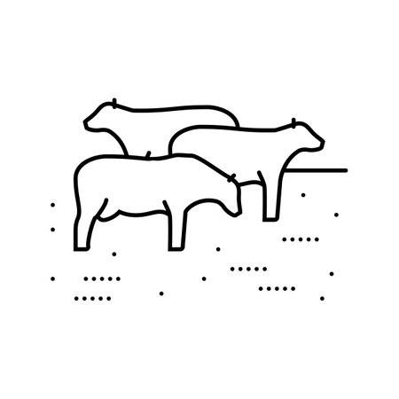 cow grazing line icon vector illustrationのイラスト素材