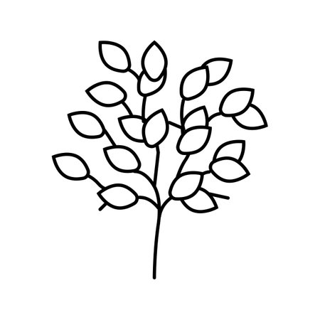 sakaki tree branch shintoism line icon vector illustrationのイラスト素材