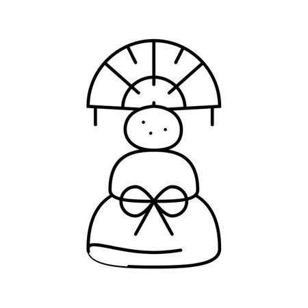 kagami mochi decoration shintoism line icon vector illustrationのイラスト素材