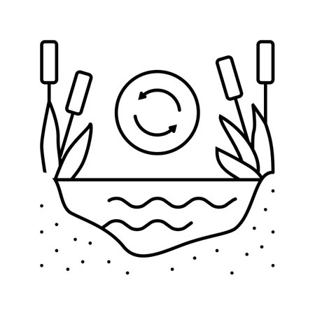 wetland restoration environmental line icon vector illustrationのイラスト素材