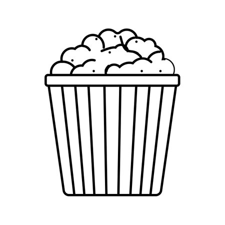 bucket popcorn food snack line icon vector illustrationのイラスト素材